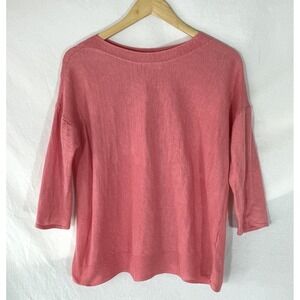 J Jill Sweater Womens Medium M Linen Blend Knit Pullover Salmon Orange